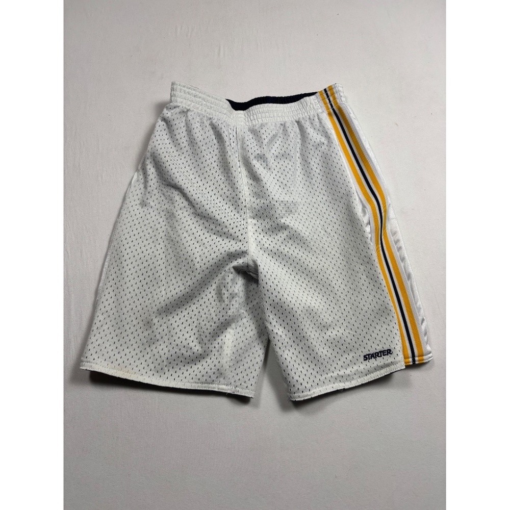 Starter Mens Basketball Shorts White Mesh Striped Athletic Reversible Small